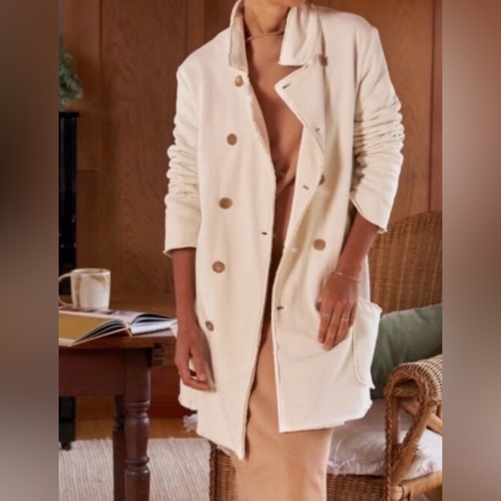 FRANK & EILEEN Belfast fleece trench coat bone color size xs